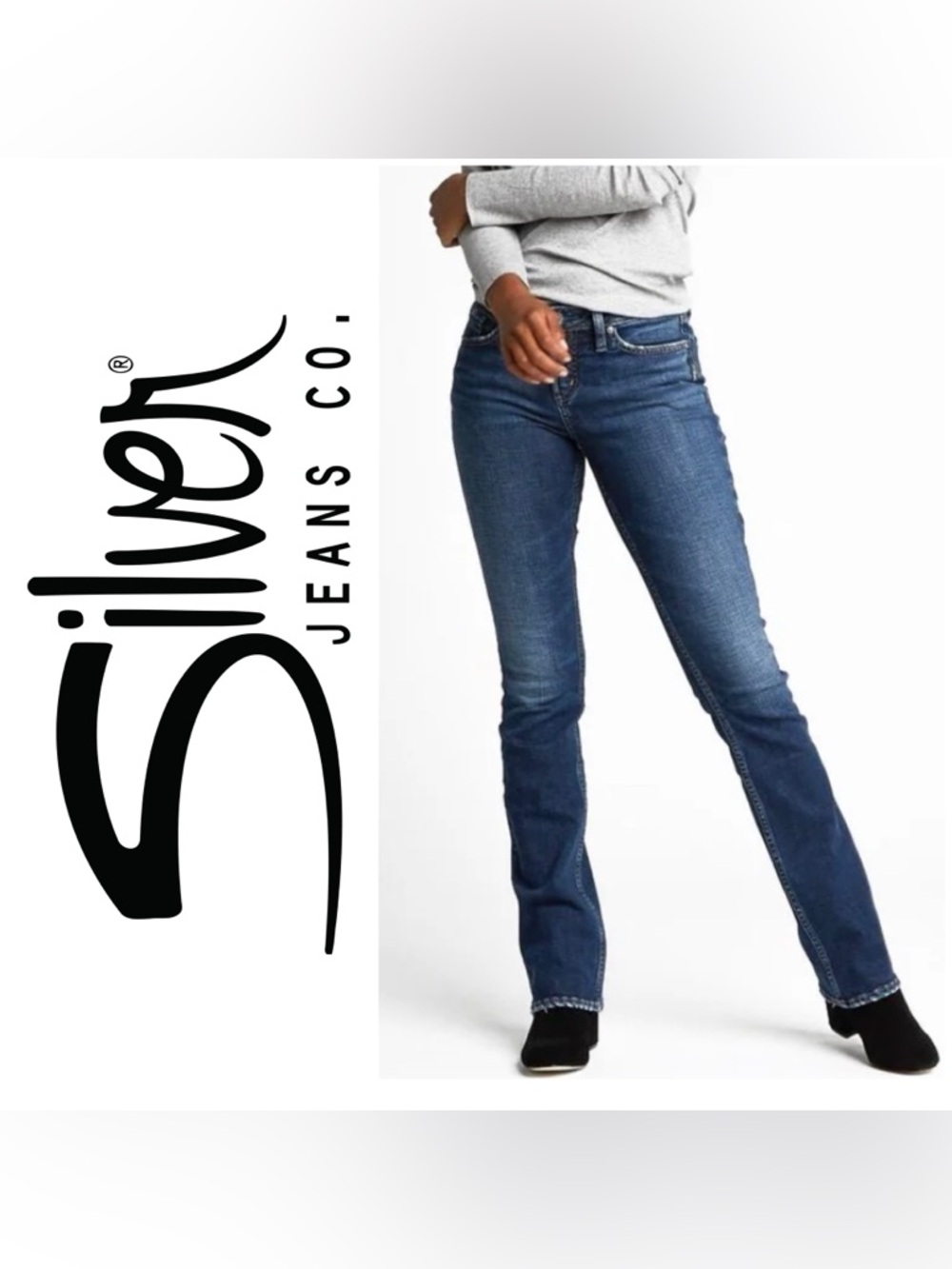 Silver Jeans Aiko Midrise Dark Wash Straight Leg